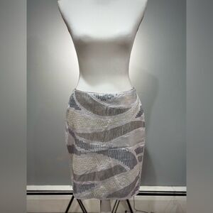 CLEARANCE! Gray WHBM Zigzag Sequin Studded Skirt Size 4 EUC
